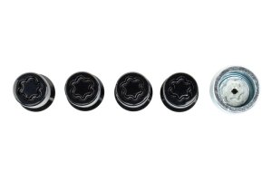 Ford Bronco Sport Security Lug Nut Kit - Ford Racing - Black PVD Security, M12 x 1.5 Thread, Set of 4 - Black - `21-`23